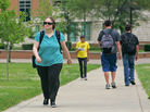 Lisa Daxer walks across the Wright State University campus. Lisa Daxer walks across the Wright State University campus.